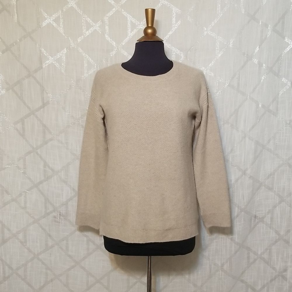 Talbots Sweater Pure Cashmere Pullover Tan Size Small Minimalist Fall Winter